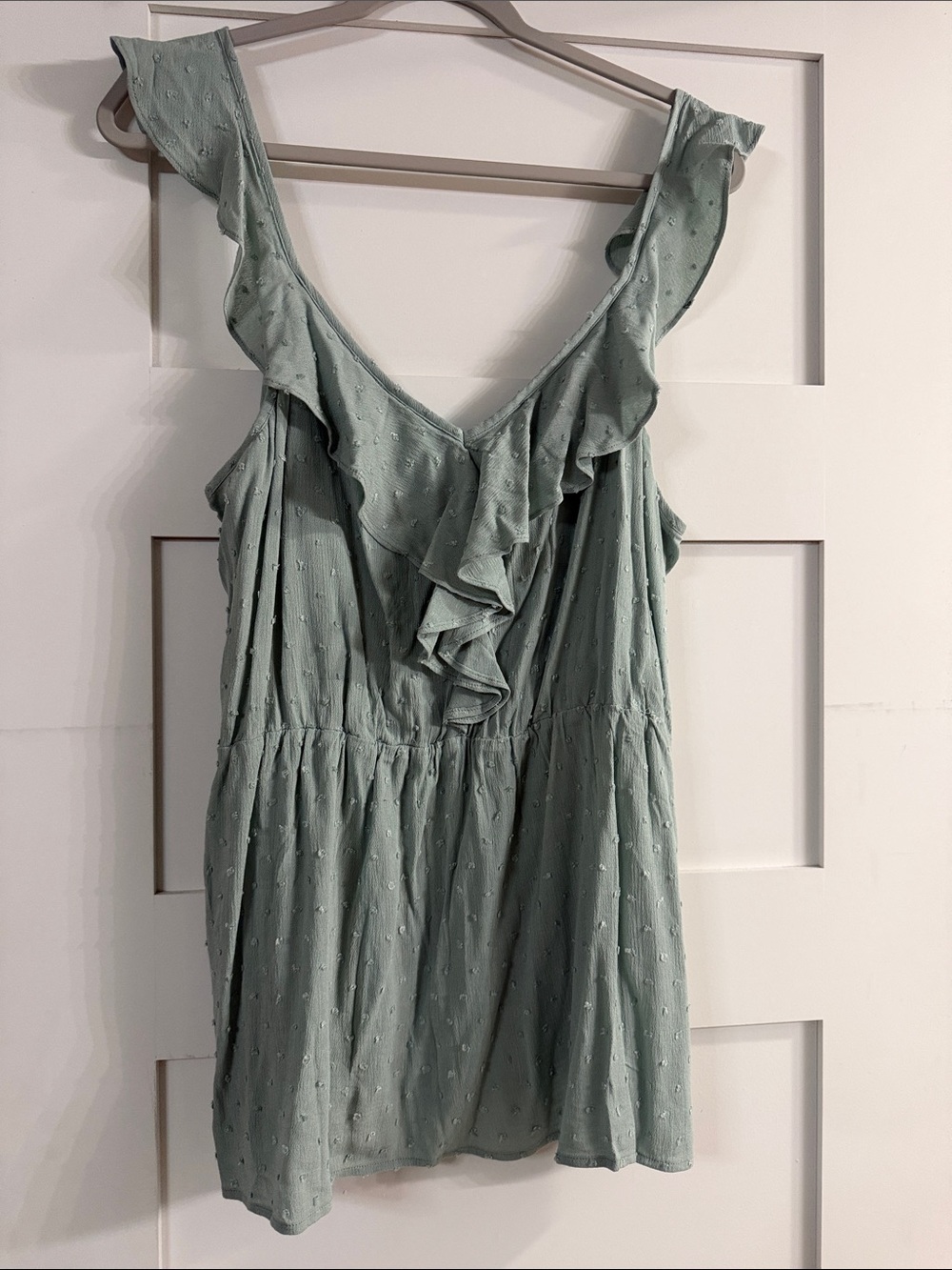 Maurices Sage Green Ruffle Strap Tank Top